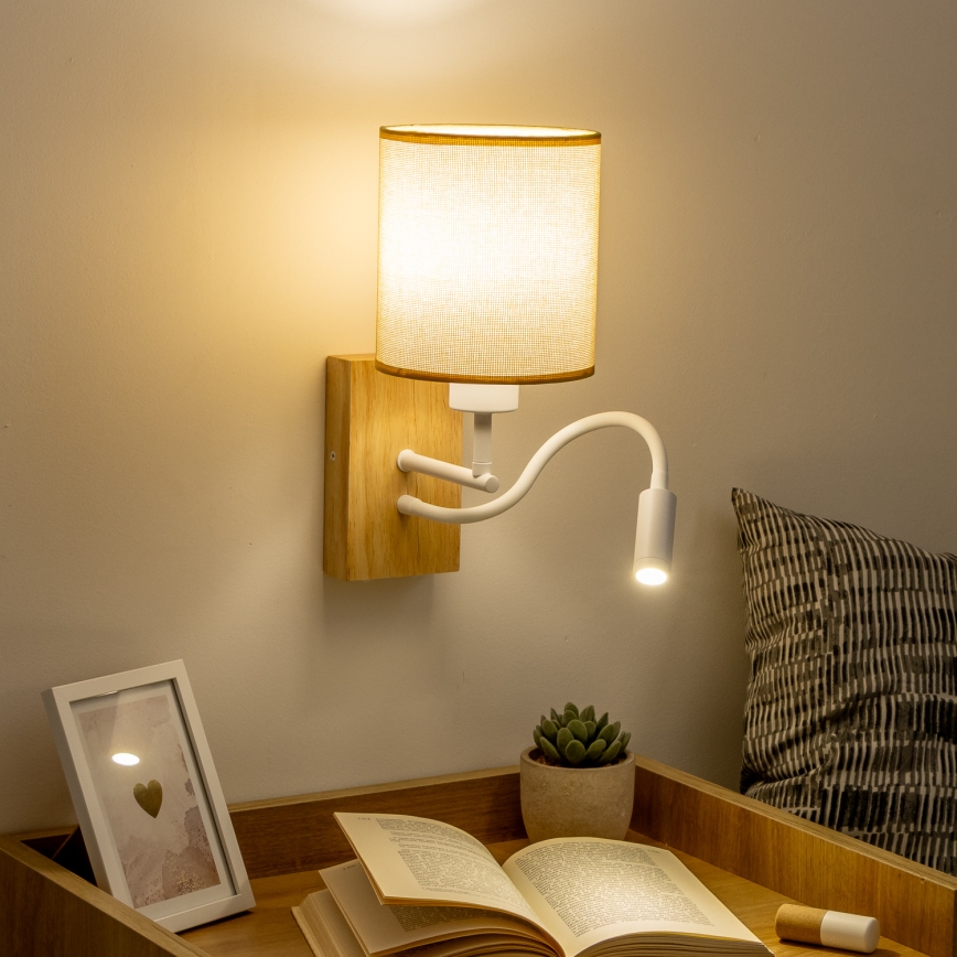 Brilagi - LED fleksibilna zidna lampa NUBILA WOOD 1xE27/25W/230V + LED/3W hrast/svijetlo smeđa