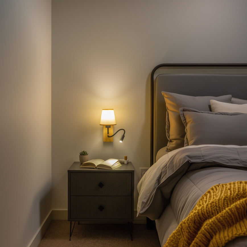 Brilagi - LED Fleksibilna zidna lampa NUBILA WOOD 1xE27/25W/230V + LED/3W hrast/svjetlosmeđa