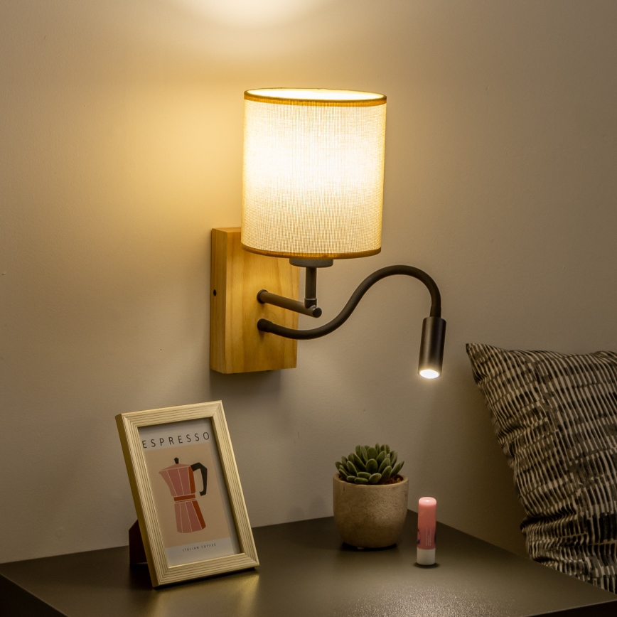 Brilagi - LED Fleksibilna zidna lampa NUBILA WOOD 1xE27/25W/230V + LED/3W hrast/svjetlosmeđa