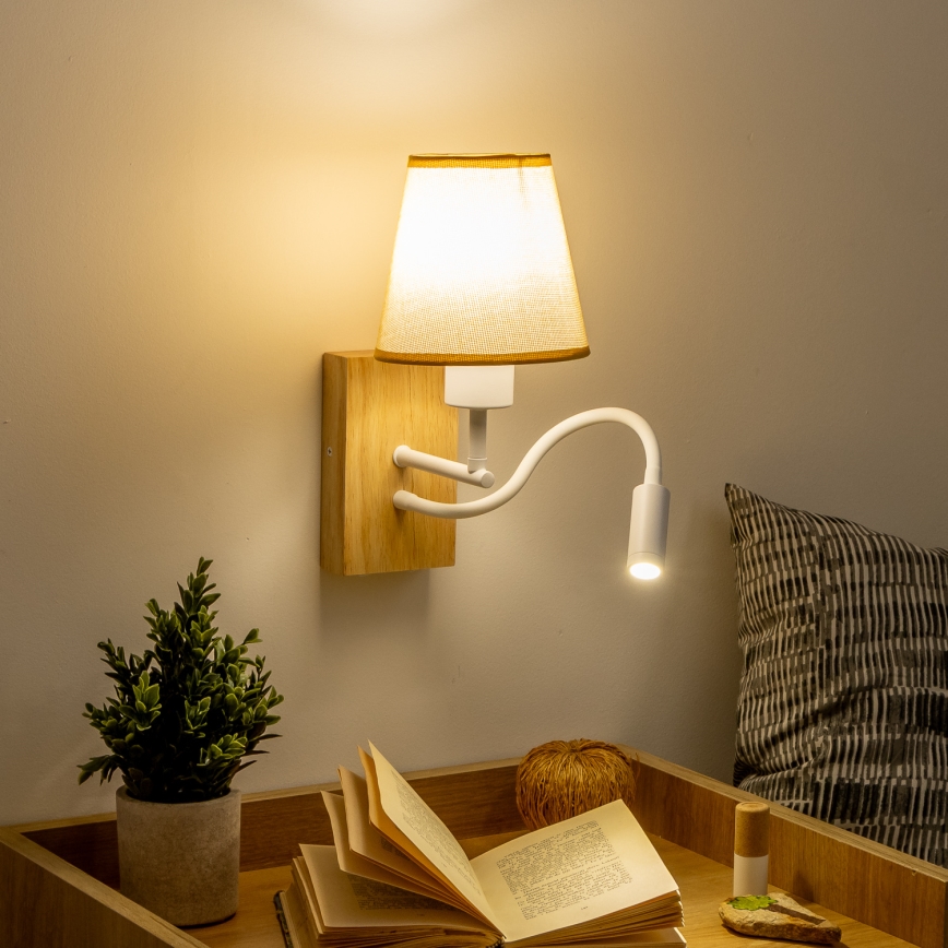 Brilagi - LED Fleksibilna zidna lampa NUBILA WOOD 1xE27/25W/230V + LED/3W hrast/svjetlosmeđa