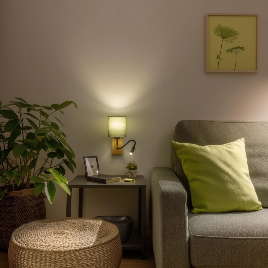 Brilagi - LED Fleksibilna zidna lampa NUBILA WOOD 1xE27/25W/230V + LED/3W hrast/zelena