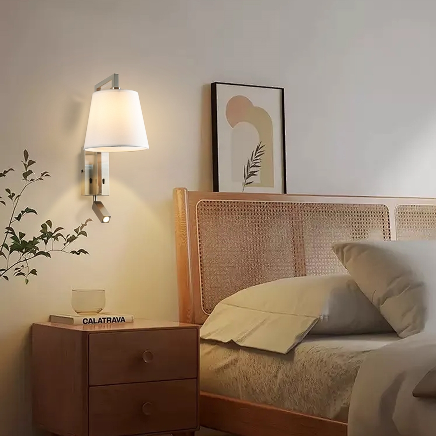 Brilagi - LED Zidna lampa RAYA 1xE14/40W/230V + LED/3W bijela/mat krom