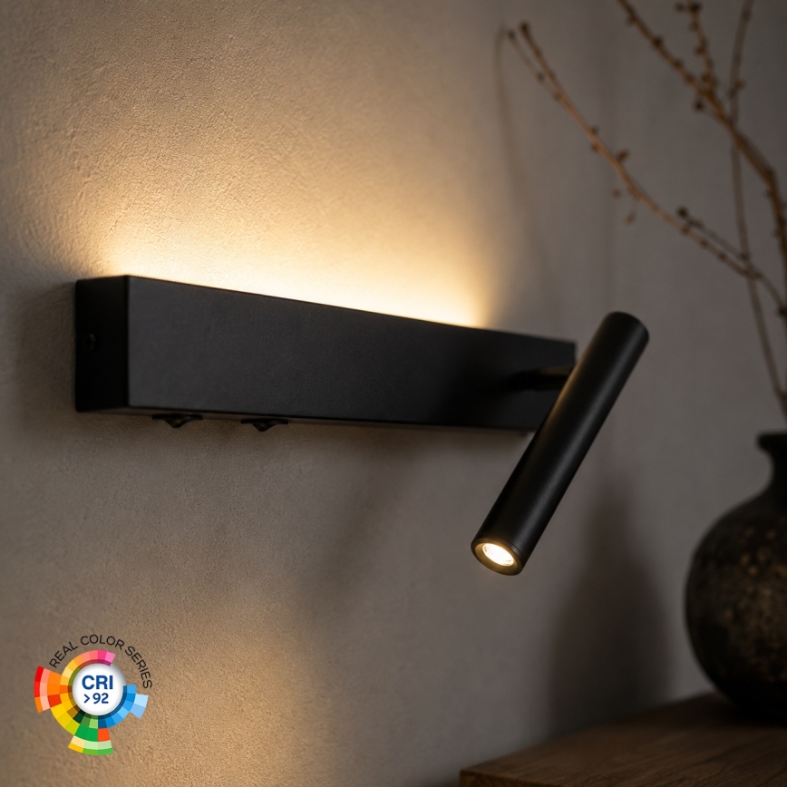 Brilagi - LED zidna reflektorska svjetiljka ARLIX LED/3W/230V + LED/7W crna CRI 90