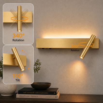 Brilagi - LED zidna reflektorska svjetiljka ARLIX LED/3W/230V + LED/7W zlatna CRI 90