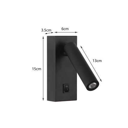 Brilagi - LED Zidna reflektorska svjetiljka MAYA LED/3W/230V 4000K crna