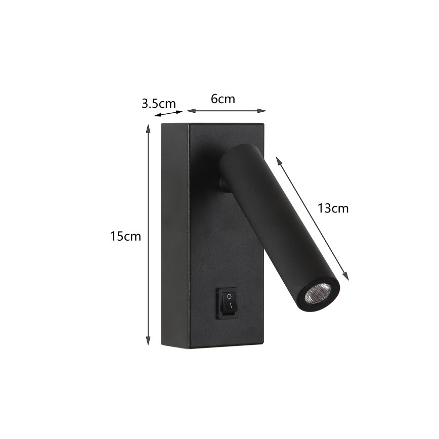 Brilagi - LED Zidna reflektorska svjetiljka MAYA LED/3W/230V 4000K crna