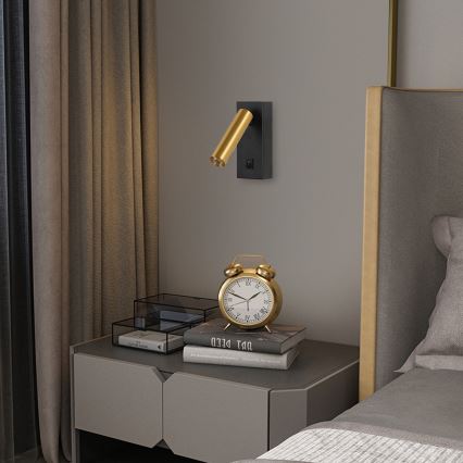 Brilagi - LED Zidna reflektorska svjetiljka MAYA LED/3W/230V 4000K crna/zlatna