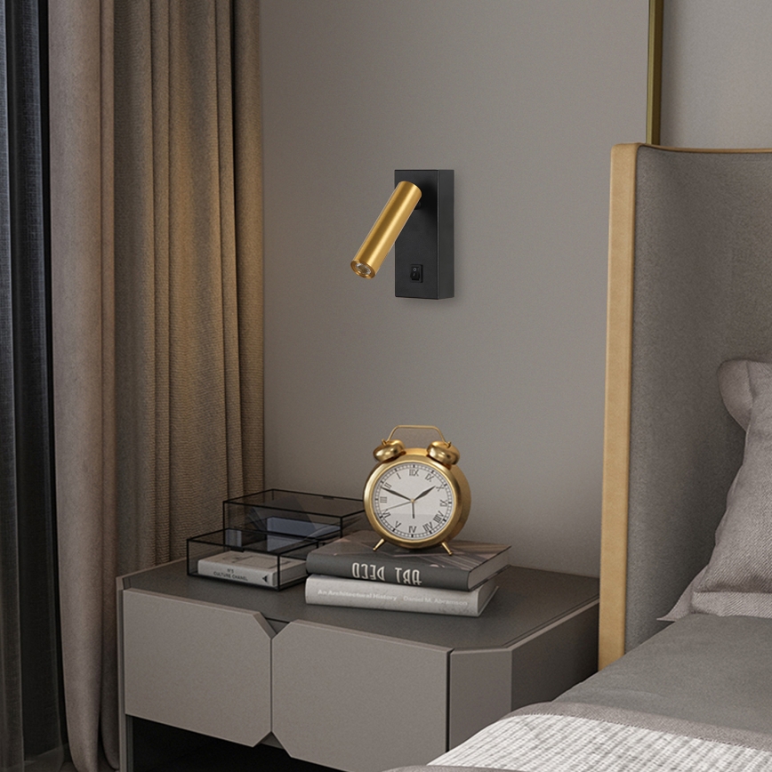 Brilagi - LED Zidna reflektorska svjetiljka MAYA LED/3W/230V 4000K crna/zlatna