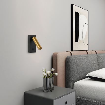 Brilagi - LED Zidna reflektorska svjetiljka MAYA LED/3W/230V 4000K crna/zlatna