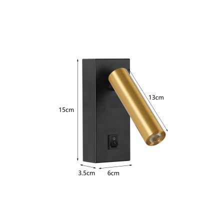 Brilagi - LED Zidna reflektorska svjetiljka MAYA LED/3W/230V 4000K crna/zlatna