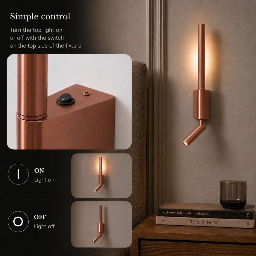 Brilagi - LED zidna spot svjetiljka VIXON LED/3W/230V + LED/5W brončana CRI 90