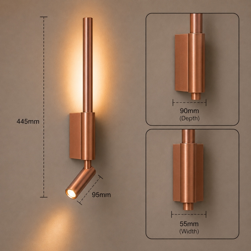 Brilagi - LED zidna spot svjetiljka VIXON LED/3W/230V + LED/5W brončana CRI 90