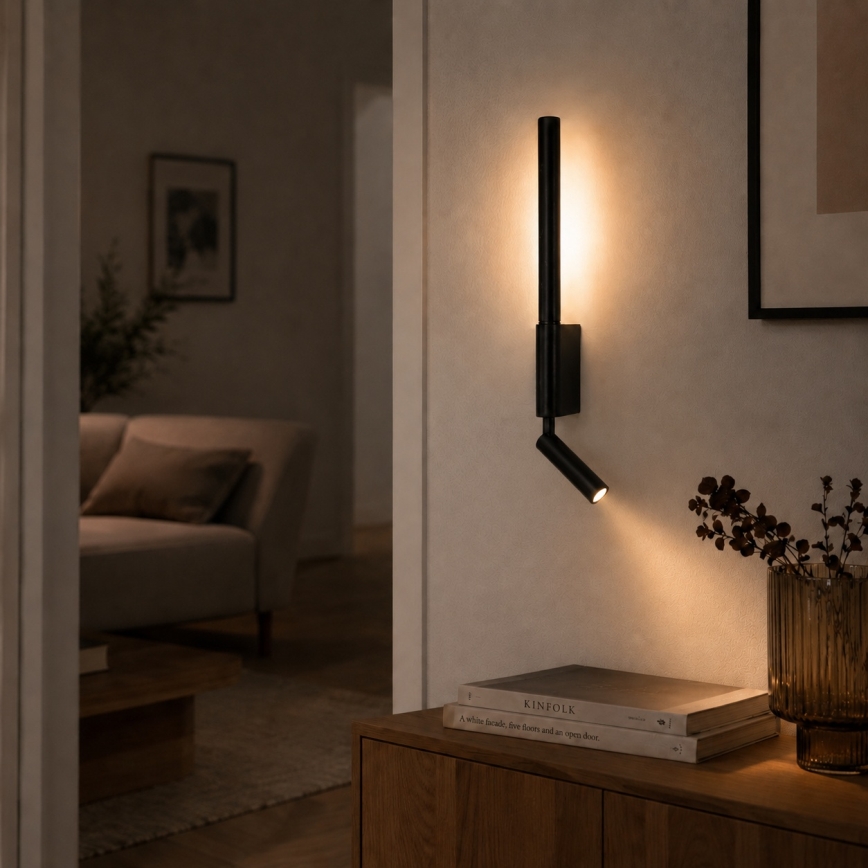 Brilagi - LED zidna reflektorska svjetiljka VIXON LED/3W/230V + LED/5W crna CRI 90