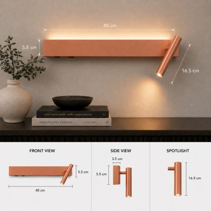 Brilagi - LED zidni reflektor ARLIX LED/3W/230V + LED/7W brončani CRI 90