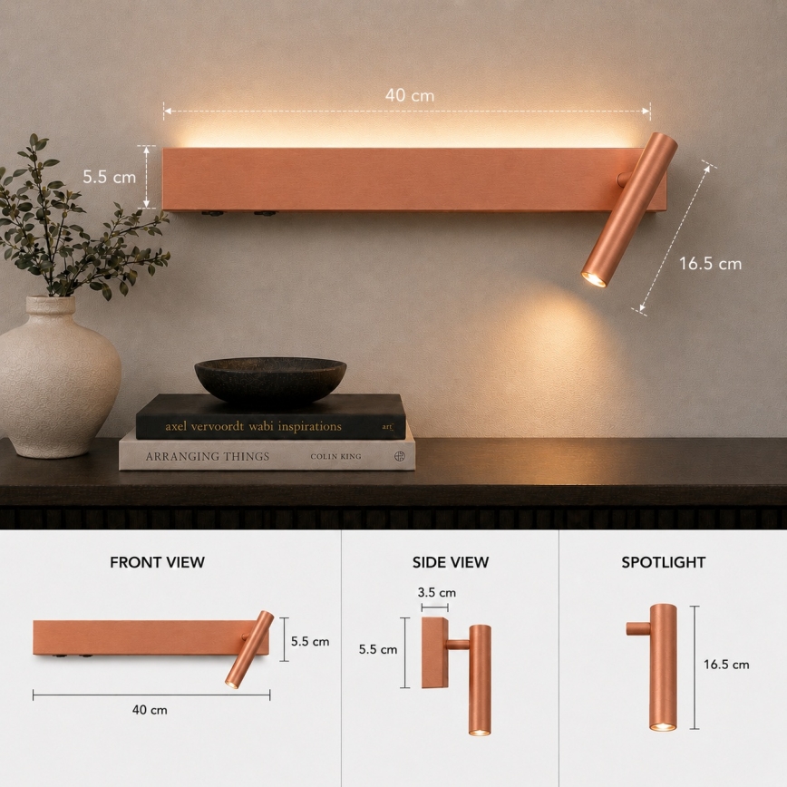 Brilagi - LED zidni reflektor ARLIX LED/3W/230V + LED/7W brončani CRI 90