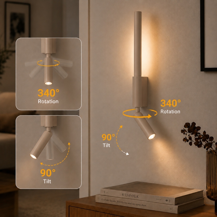 Brilagi - LED zidna spot svjetiljka VIXON LED/3W/230V + LED/5W bež CRI 90