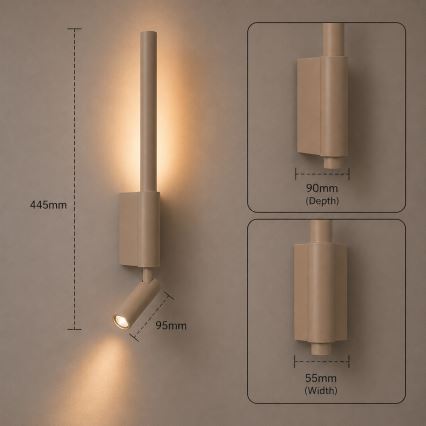 Brilagi - LED zidna spot svjetiljka VIXON LED/3W/230V + LED/5W bež CRI 90