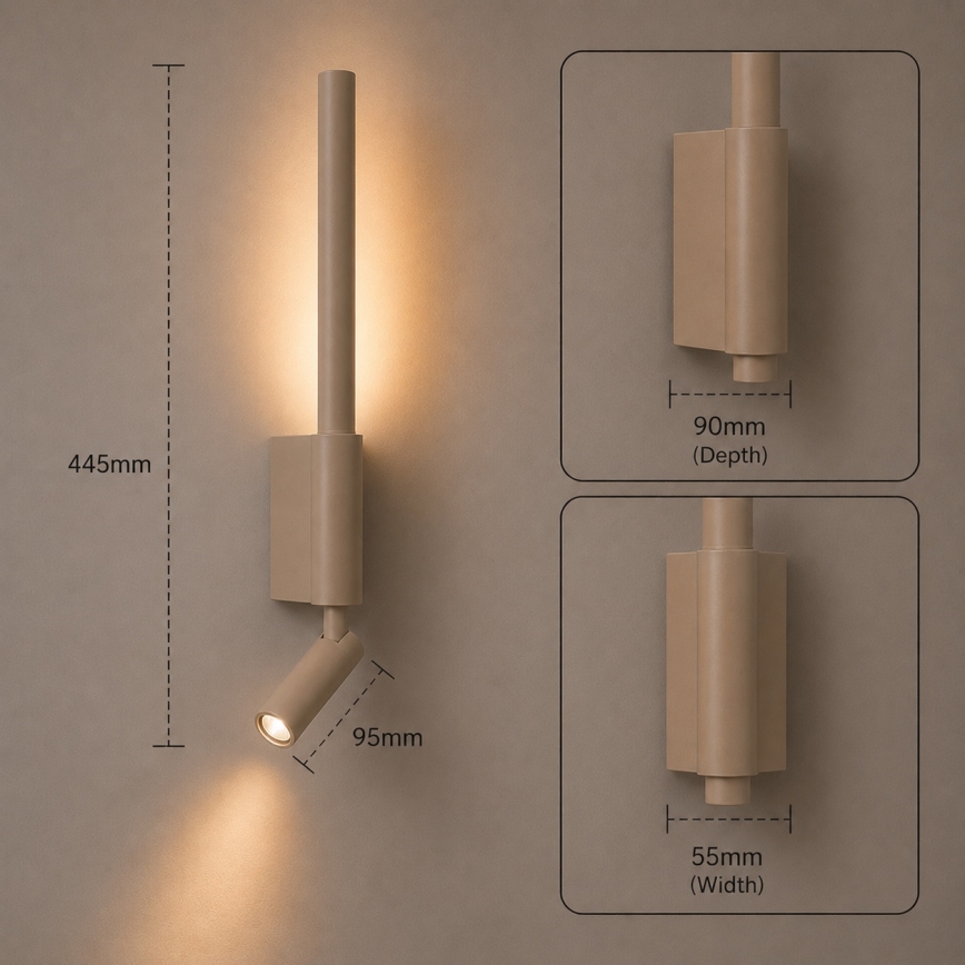 Brilagi - LED zidna spot svjetiljka VIXON LED/3W/230V + LED/5W bež CRI 90