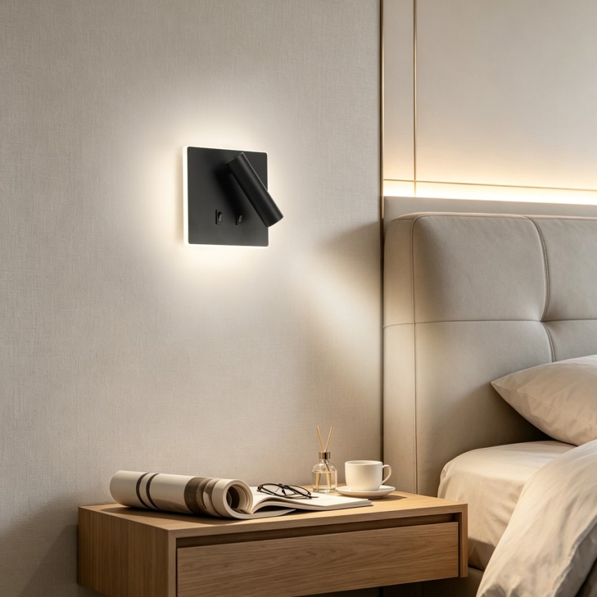 BRILAGI - LED zidna spot svjetiljka ZAYA DOUBLE LED/8W/230V + LED/3W crna