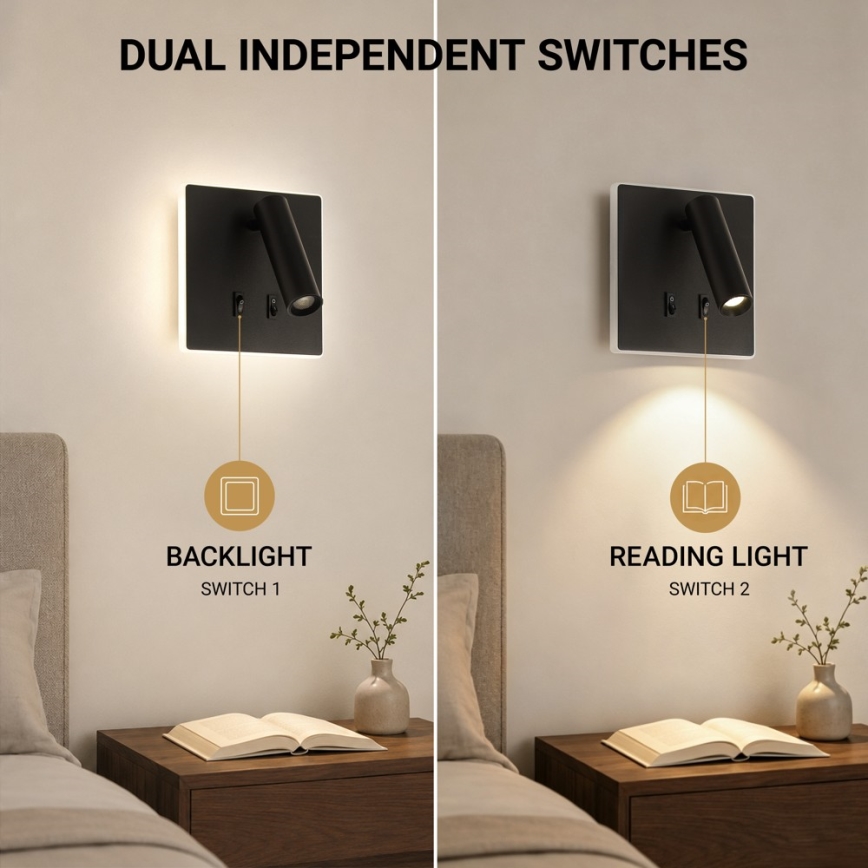 BRILAGI - LED zidna spot svjetiljka ZAYA DOUBLE LED/8W/230V + LED/3W crna