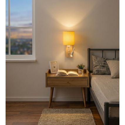 Brilagi - fleksibilna LED zidna lampa NUBILA WOOD 1xE27/25W/230V + LED/3W hrast/bijela/žuta