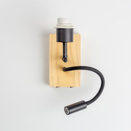 Brilagi - LED fleksibilna zidna svjetiljka NUBILA WOOD 1xE27/25W/230V + LED/3W hrast/crna/žuta