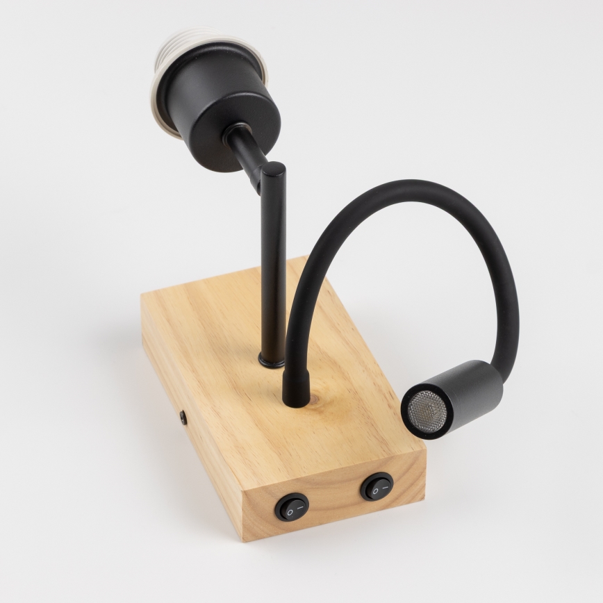 Brilagi - LED fleksibilna zidna svjetiljka NUBILA WOOD 1xE27/25W/230V + LED/3W hrast/crna/žuta