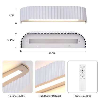 Brilagi - LED prigušivo zidno svjetlo FALCON MODERN LED/14W/230V 3000-6000K 40 cm bijela + daljinski upravljač