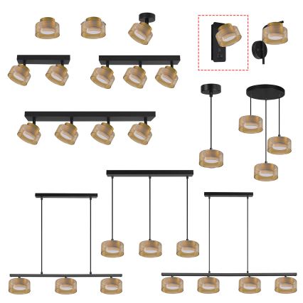 Brilagi - LED Zidna svjetiljka s USB priključkom AURA LUX 1xGX53/30W/230V crna/zlatna
