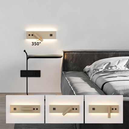 Brilagi - LED zidna reflektorska svjetiljka s USB priključkom NOCTIS LED/3W/230V + LED/9W bež