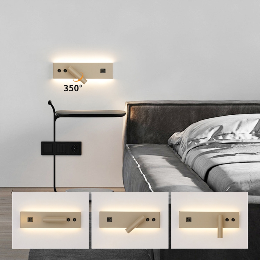 Brilagi - LED zidna reflektorska svjetiljka s USB priključkom NOCTIS LED/3W/230V + LED/9W bež