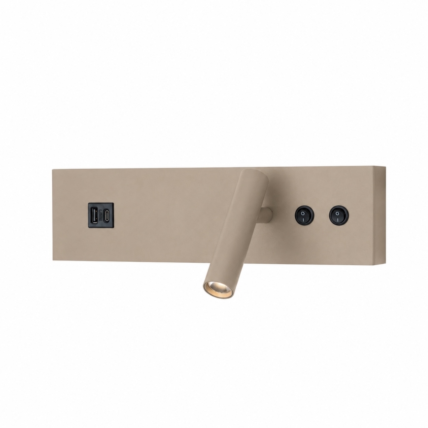 Brilagi - LED zidna reflektorska svjetiljka s USB priključkom NOCTIS LED/3W/230V + LED/9W bež