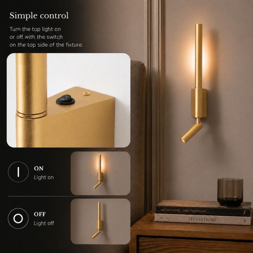 Brilagi - LED zidna točkasta svjetiljka VIXON LED/3W/230V + LED/5W zlatna CRI 90