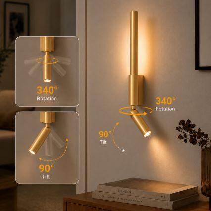 Brilagi - LED zidna točkasta svjetiljka VIXON LED/3W/230V + LED/5W zlatna CRI 90