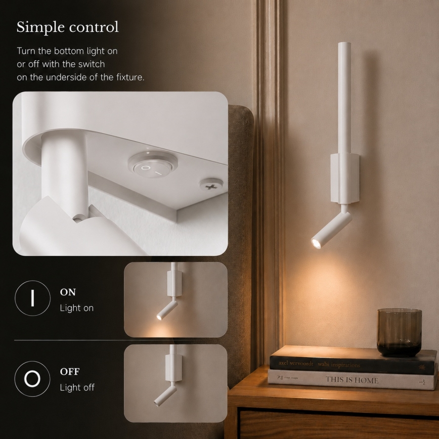 Brilagi - LED zidni spot VIXON LED/3W/230V + LED/5W bijela CRI 90