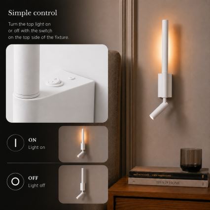 Brilagi - LED zidni spot VIXON LED/3W/230V + LED/5W bijela CRI 90