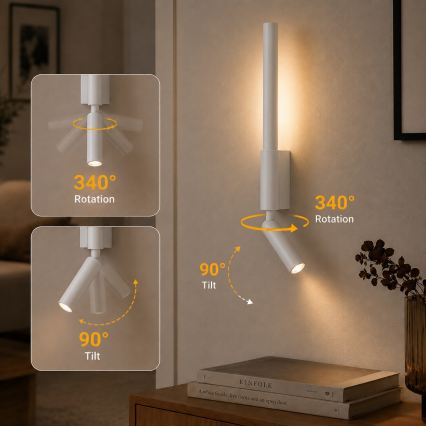 Brilagi - LED zidni spot VIXON LED/3W/230V + LED/5W bijela CRI 90