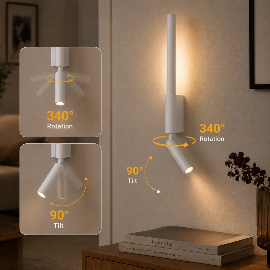 Brilagi - LED zidni spot VIXON LED/3W/230V + LED/5W bijela CRI 90