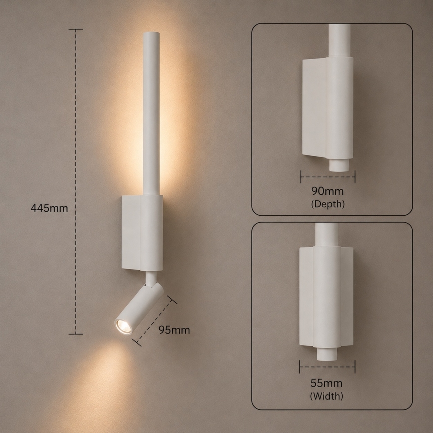 Brilagi - LED zidni spot VIXON LED/3W/230V + LED/5W bijela CRI 90