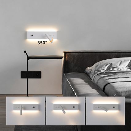 Brilagi - LED zidna točkasta svjetiljka s USB priključkom NOCTIS LED/3W/230V + LED/9W bijela