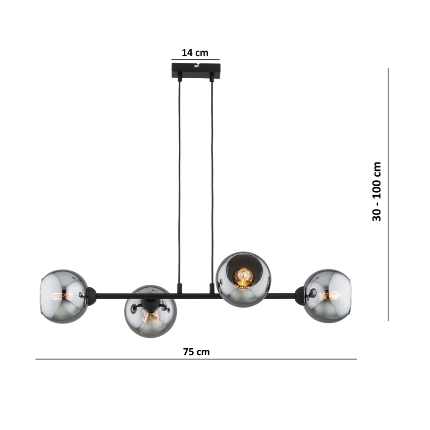 Brilagi - Luster na kabelu 4xE27/60W/230V crna/dimna siva