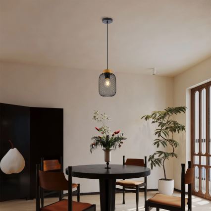 Brilagi - Luster na kabelu BASKLITE 1xE27/15W/230V kaučukovo drvo/crna