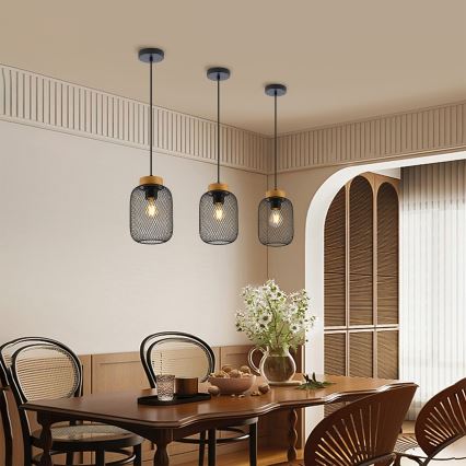 Brilagi - Luster na kabelu BASKLITE 1xE27/15W/230V kaučukovo drvo/crna