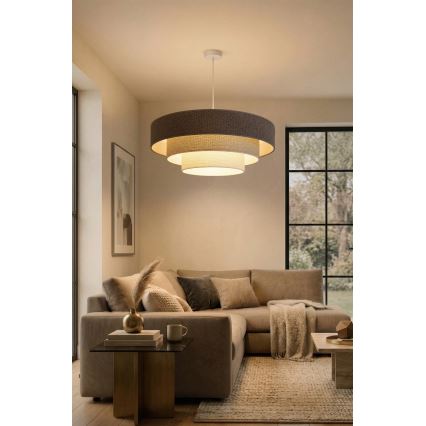 Brilagi - Luster na kabelu LUNETA 3xE27/60W/230V Ø 80 cm siva/krem/bijela