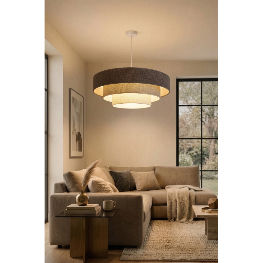 Brilagi - Luster na kabelu LUNETA 3xE27/60W/230V Ø 80 cm siva/krem/bijela
