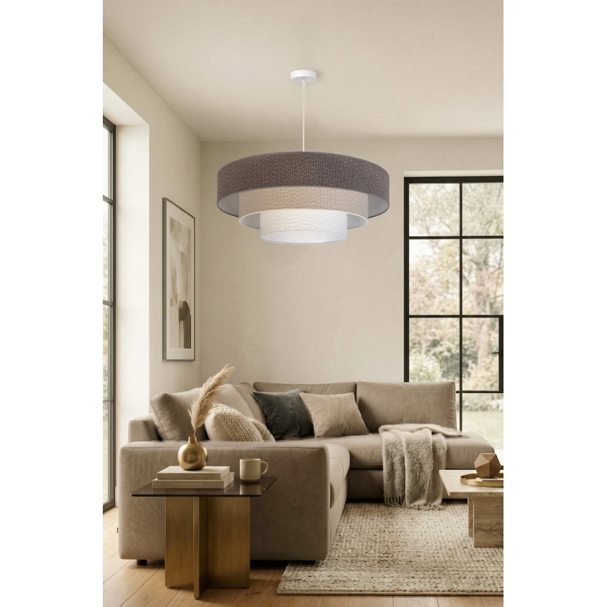 Brilagi - Luster na kabelu LUNETA 3xE27/60W/230V Ø 80 cm siva/krem/bijela