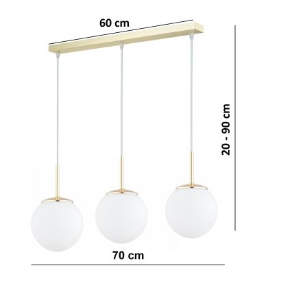 Brilagi - Luster na kabelu MILO 3xE27/60W/230V zlatni