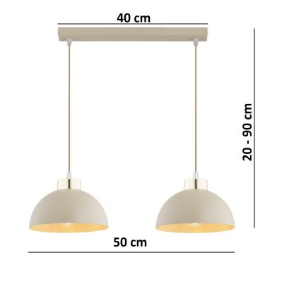 Brilagi - Luster na kabelu MOON 2xE27/60W/230V bež/zlatna
