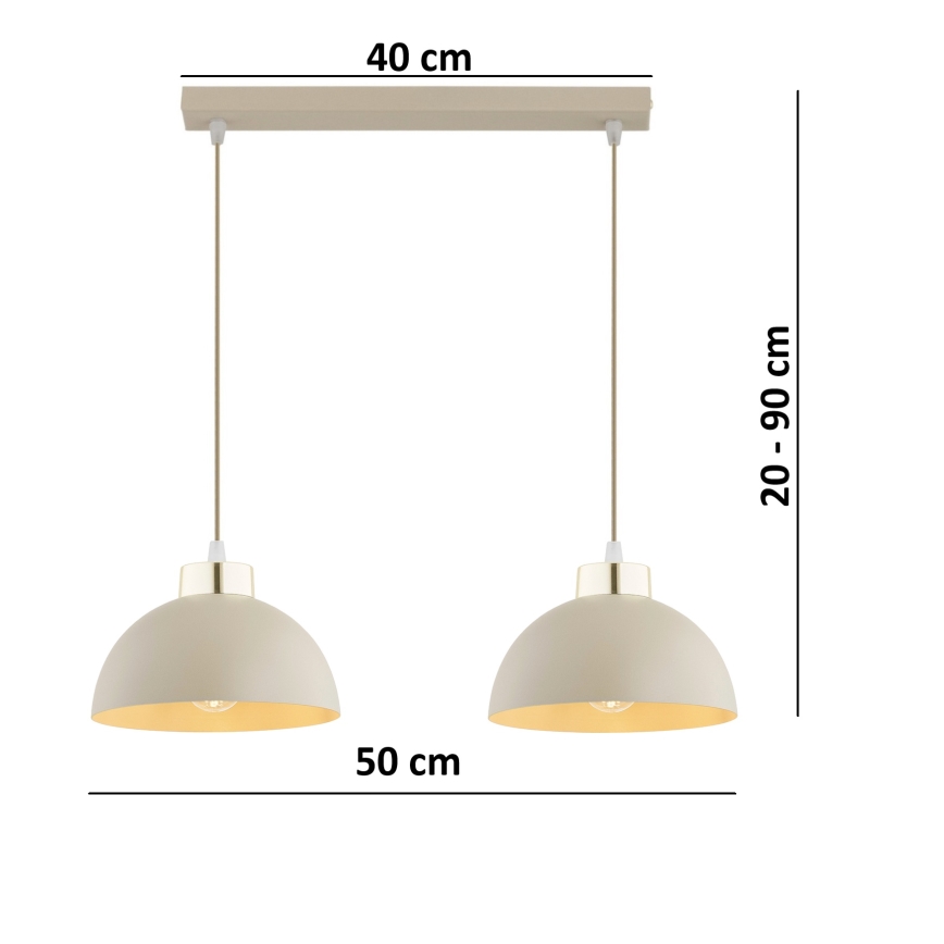 Brilagi - Luster na kabelu MOON 2xE27/60W/230V bež/zlatna