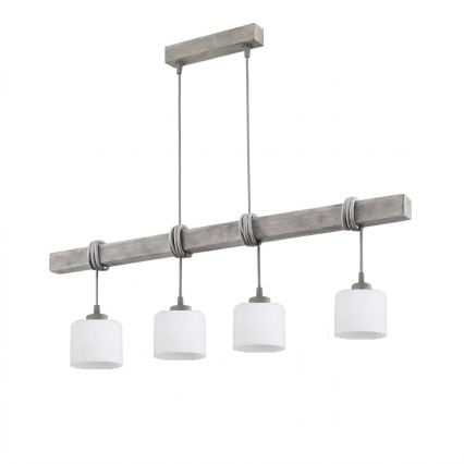 Brilagi - Luster na kabelu WOOD GLASS 4xE27/60W/230V borovina/siva/bijela